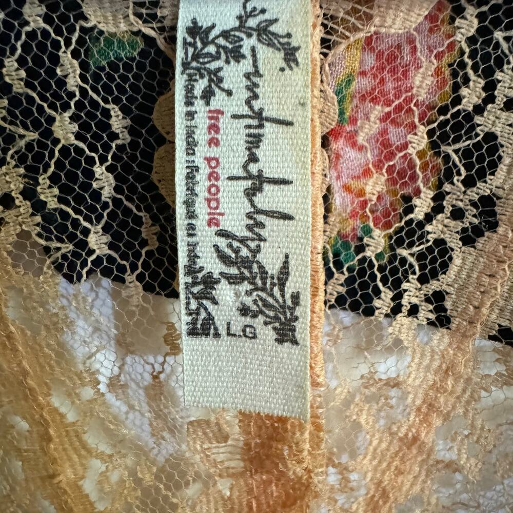 Intimately Free People Poppy Printed Bodysuit Floral Lace Trim Black Size Large - Picture 8 of 9